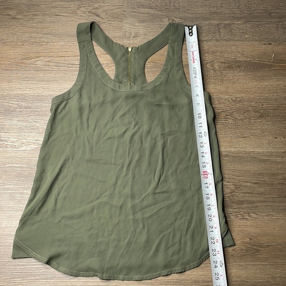 Express Women’s Army Olive Green Racer Back Tank Blouse, Back Zip, size small - Picture 5 of 10